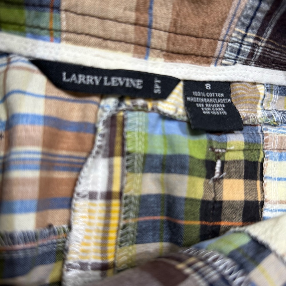 502 - Larry Levine Blue Tan Mini Skirt Casual Resort Wear Size 8 - Picture 8 of 9